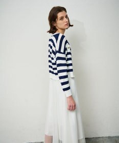 GRACE CONTINENTAL ニットボーダーカーディガン