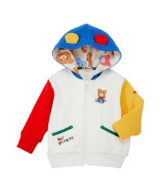 MIKI HOUSE HOT BISCUITS 【80-120cm】マルチカラー 裏毛パイル くまみみパーカー