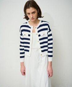 GRACE CONTINENTAL ニットボーダーカーディガン