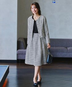 Tiaclasse 【洗える】ツイードタックフレアスカート