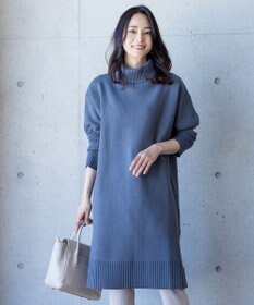 Tiaclasse 【洗える】華のあるニットタートルワンピース