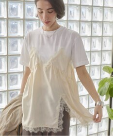 WEGO 【ANGIE VINTAGE】サテンレースドッキングレイヤードトップス