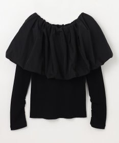 GRACE CONTINENTAL タフタケープ付ニットトップ