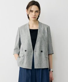 ICB L ストレッチMIXツイード 半袖ジャケット