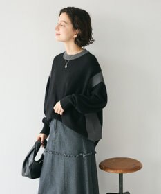 CRAFT STANDARD BOUTIQUE 洗える/とてもち配色ニットプルオーバー/24AW