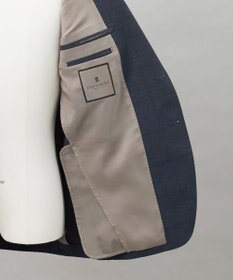 GOTAIRIKU シワになりにくい【御幸毛織/みゆきけおり】DRYSPINNER 平織スーツ_ネイビー格子