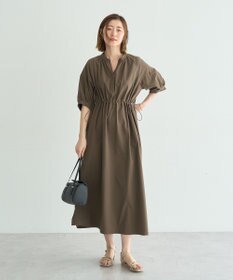 YECCA VECCA <<UVカット>>ドロストギャザー袖ワンピース
