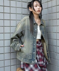 WEGO 【ユニセックス着用ITEM/MLサイズ展開】ヴィンテージライクBIGデニムジャケット
