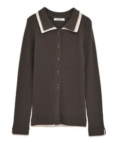 Green Parks 配色レイヤードポロリブニットカーディガン