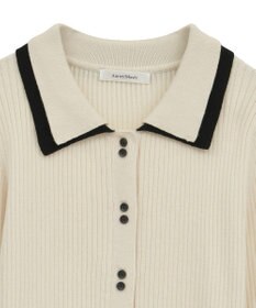 Green Parks 配色レイヤードポロリブニットカーディガン