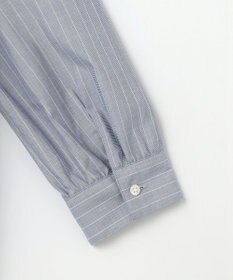 J.PRESS LADIES L ストライプ×エンブロイダリー バンドカラー ブラウス