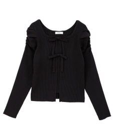 earth music&ecology レイヤード風ギャザーショルダーリブニット