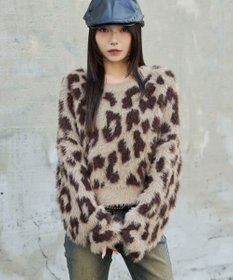 WEGO レオパードシャギーショートニット