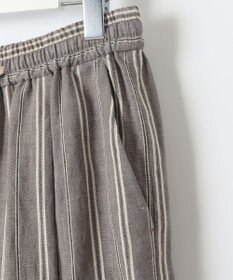 自由区 S 【カタログ掲載・セットアップ対応・洗える】リネンビスコースストライプドロスト パンツ