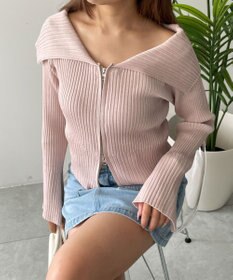 WEGO ダブルジップオフショルニット