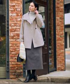 ANY L ウール混リブタートルネックカットソー