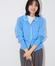 Green Parks ここちニット衿付き配色プルオーバー