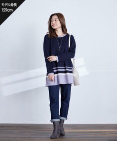 Tiaclasse 【洗える】カラー配色ニットチュニック