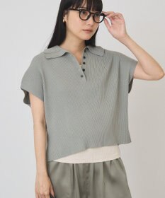 AMERICAN HOLIC フレンチスリーブリブニットポロ