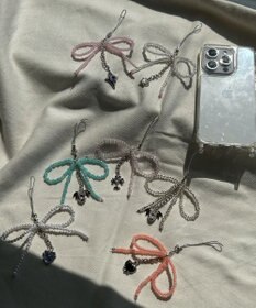 WEGO リボンビーズストラップキーホルダー