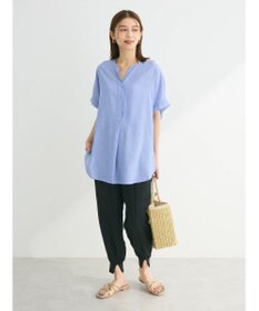 Green Parks リネンレーヨン前立てブラウス