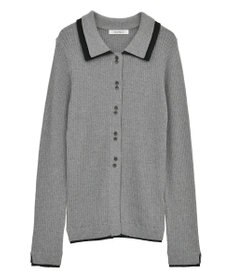 Green Parks 配色レイヤードポロリブニットカーディガン