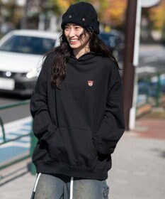 WEGO 【ユニセックス着用ITEM/SMLサイズ展開/裏起毛】ワンポイント刺繍プルパーカー