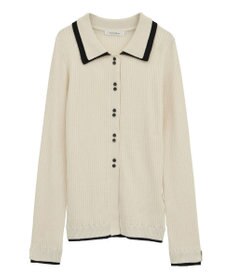 Green Parks 配色レイヤードポロリブニットカーディガン