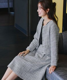 Tiaclasse 【洗える】ツイードタックフレアスカート