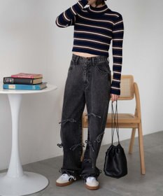 WEGO リブハイネックショートニット