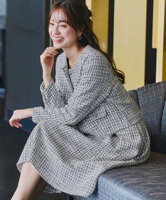 Tiaclasse 【洗える】ツイードタックフレアスカート