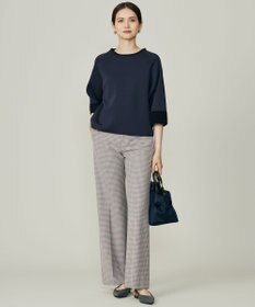 自由区 L TRギャバチェック柄ストレート パンツ