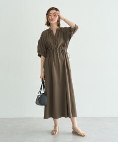 YECCA VECCA <<UVカット>>ドロストギャザー袖ワンピース