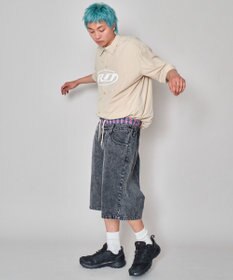 WEGO 【ユニセックス着用ITEM/MLサイズ展開/ウエストゴム】ボクサードッキングデニムショーツ