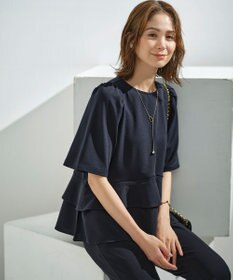 組曲 L 【接触冷感・吸湿・UVカット】ジョーゼットジャージーフリルブラウス