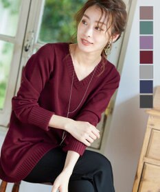 Tiaclasse L 【洗える】幅広く活躍が期待できるVネックリブニットチュニック