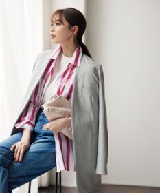 自由区 L 【洗える】SOMELOSシャーティング シャツブラウス