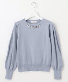 Feroux 【洗える】ビジュー襟 プルオーバーニット