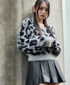 WEGO レオパードシャギーショートニット