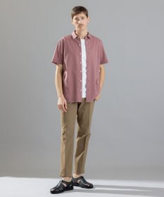 JOSEPH HOMME ブロークンヘリンボンジャージー　レギュラーカラー半袖シャツ