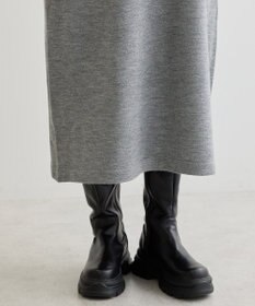 Green Parks 杢グレー袖チュールニットワンピース