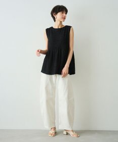 #Newans 【金子綾さんインスタライブご紹介アイテム】（セットアップ可能）ふくれジャガード ペプラムブラウス