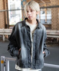 WEGO 【ユニセックス着用ITEM/MLサイズ展開】ヴィンテージライクBIGデニムジャケット