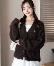 WEGO 【25年秋冬新作/WEB限定】別注USPOLOシャギーニットカーデ