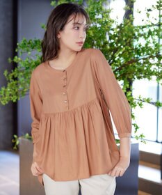 Tiaclasse L 【洗える】レーヨンツイルギャザーブラウス