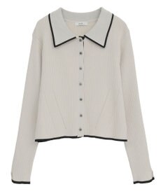 earth music&ecology バイカラートリムニットカーディガン