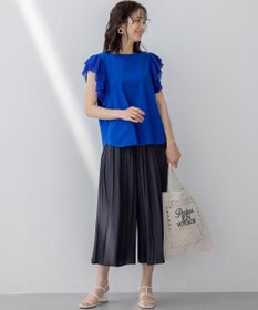 組曲 プリーツコンビフレンチスリーブ カットソー