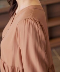 Tiaclasse L 【洗える】レーヨンツイルギャザーブラウス