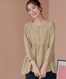 Tiaclasse L 【洗える】レーヨンツイルギャザーブラウス