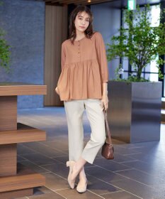 Tiaclasse L 【洗える】レーヨンツイルギャザーブラウス